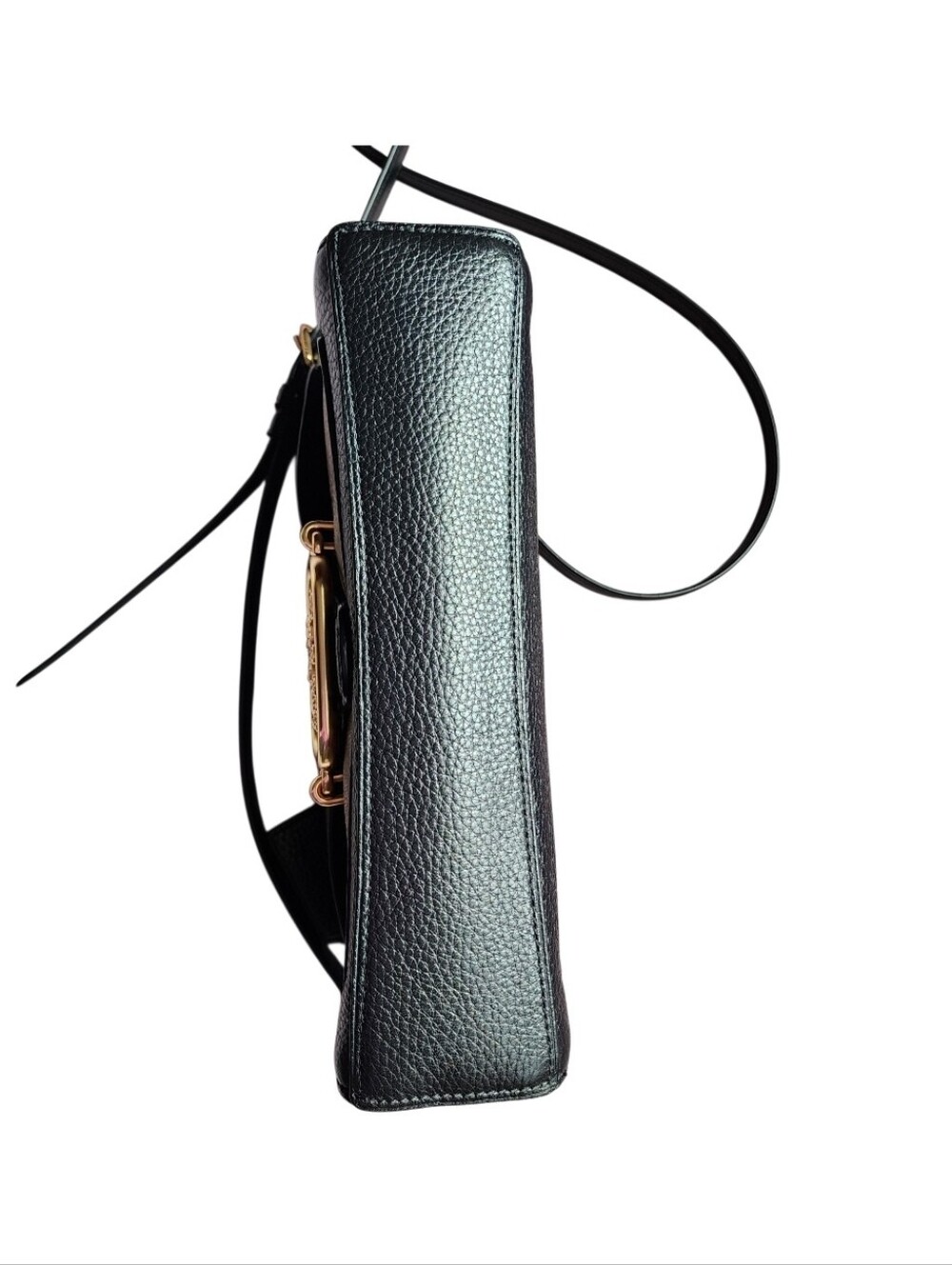 Coach Black Pebbled Leather & Tan Signature Canvas Crossbody - Picture 6 of 7